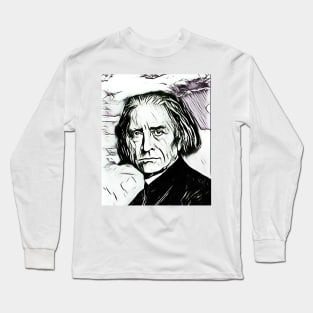 Franz Liszt Black and White Portrait | Franz Liszt Artwork 3 Long Sleeve T-Shirt